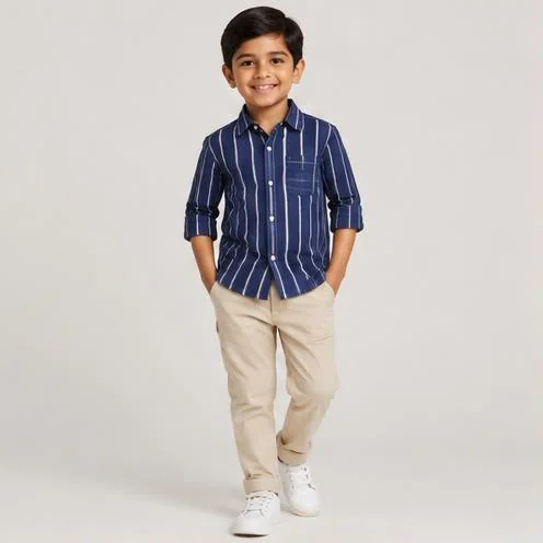 Navy Stripe Boys Shirt