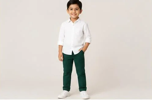 White Shirt and Green Trousers