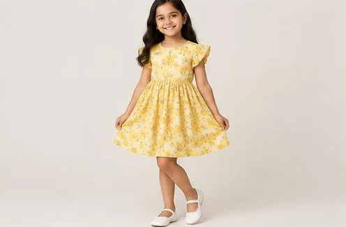 Yellow Floral Girls Dress
