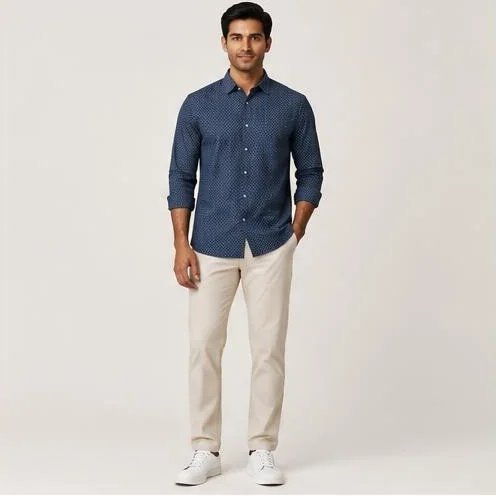 Indigo Micro-Print Shirt