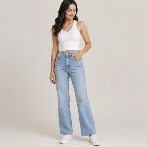 Pale Blue Straight Jeans