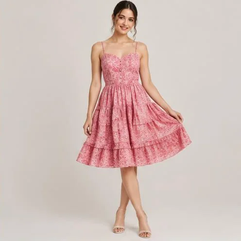 Pink Printed Party Dress