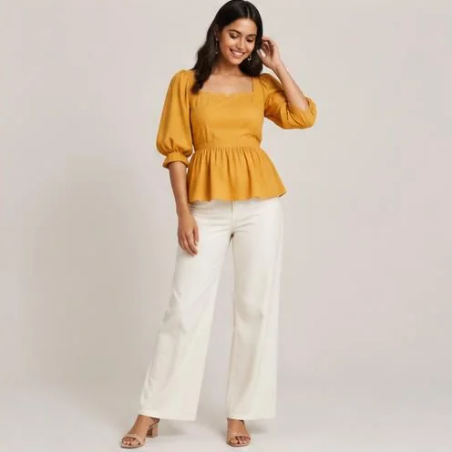 Mustard Peplum Top